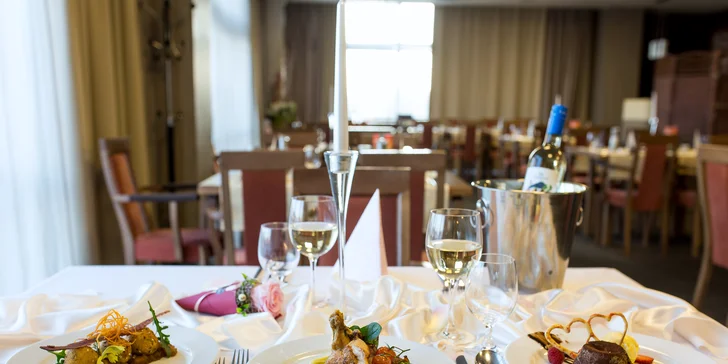 Romantické 3-chodové menu pre 2 osoby v hoteli Košice