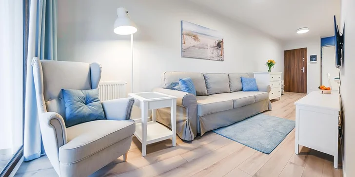 Nové apartmány v poľskom Kolobrehu: vybavená kuchynka, výhľad na more, bazén a sauna