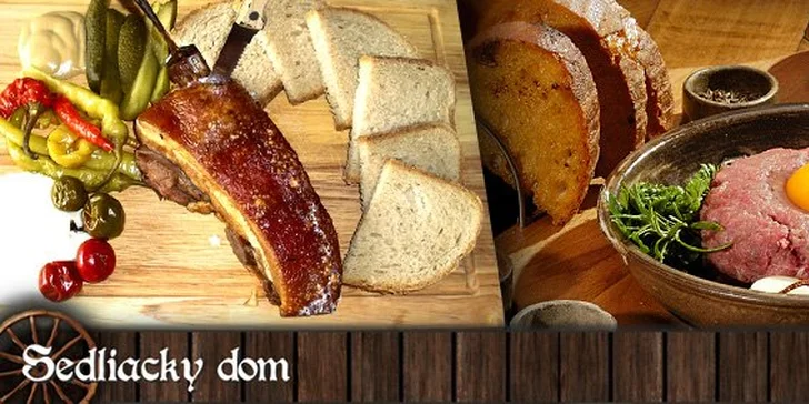 5,90 eur za grilované marinované bravčové rebierka (1kg) ALEBO šťavnatý tatársky biftek (200g) a 6ks hrianok. Výborné pochúťky pre pravých gurmánov so zľavou 69%