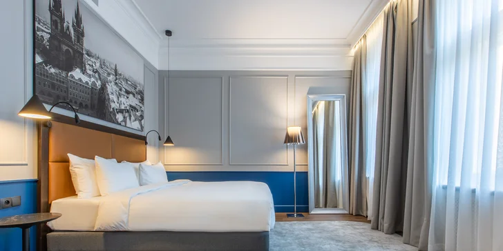 Moderný 5* hotel v secesnej budove blízko Václavského námestia: raňajky a kredit na služby