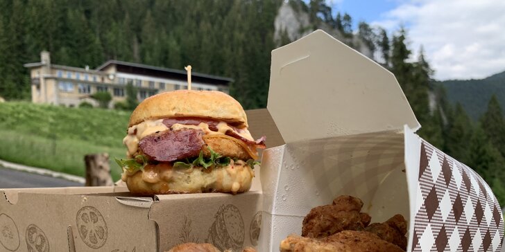 KÝBEĽ KRÍDEĽ alebo kuracie ALL-STAR burger menu na donášku či take away