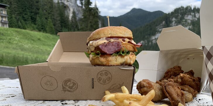 KÝBEĽ KRÍDEĽ alebo kuracie ALL-STAR burger menu na donášku či take away