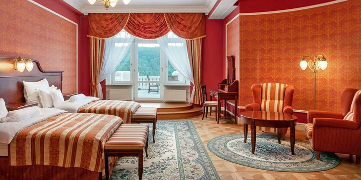 5* hotel v Karlových Varoch: luxusná polpenzia, wellness a 3 kúpeľné procedúry
