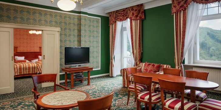 5* hotel v Karlových Varoch: luxusná polpenzia, wellness a 3 kúpeľné procedúry