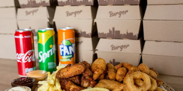 Chutný burger a kuracie špeciality spolu s hranolčekmi a omáčkami. Aj rozvoz!