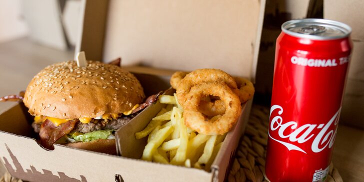 Chutný burger a kuracie špeciality spolu s hranolčekmi a omáčkami. Aj rozvoz!