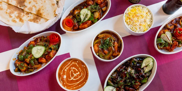 Vegetariánske alebo kuracie špeciality s prílohou + indické pivo