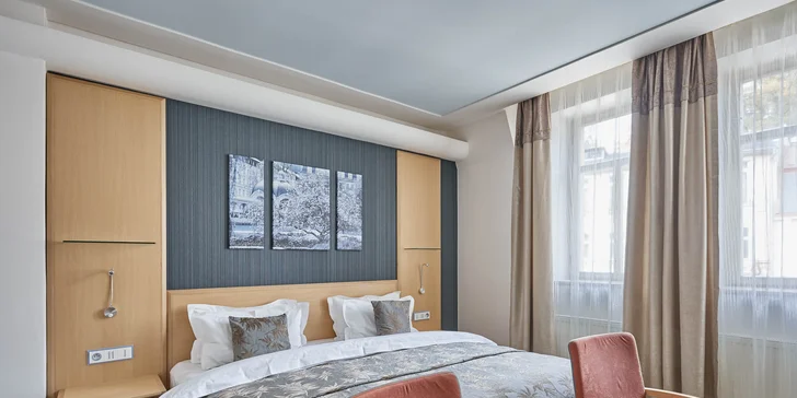 4* hotel iba 2 minúty od kolonády: raňajky alebo polpenzia, neobmedzený vstup do wellness a procedúry
