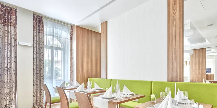 4* hotel iba 2 minúty od kolonády: raňajky alebo polpenzia, neobmedzený vstup do wellness a procedúry