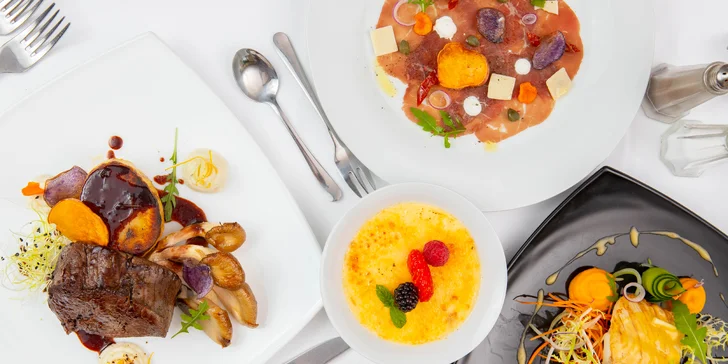 Luxusné 3-chodové alebo 4-chodové menu pre 2 osoby v Hoteli Agatka