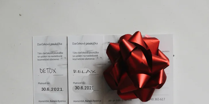 Darčekové poukazy na ošetrenia pleti v kozmetickom salóne Dioné