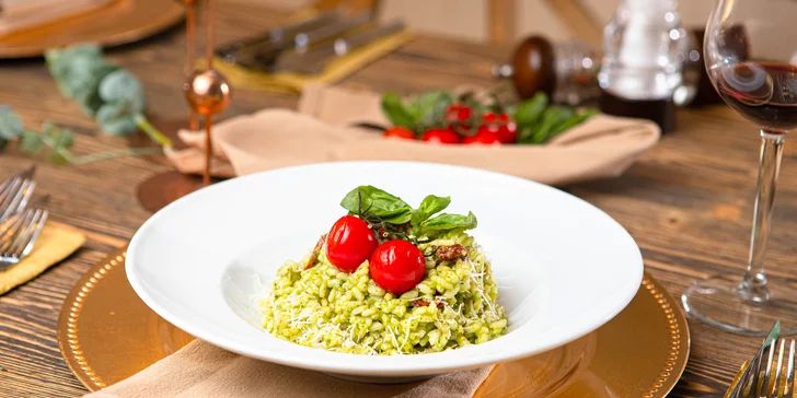 Vegetariánske alebo mäsové 3-chodové menu s degustáciou vín
