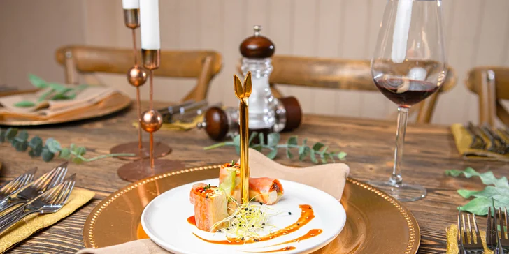 Vegetariánske alebo mäsové 3-chodové menu s degustáciou vín