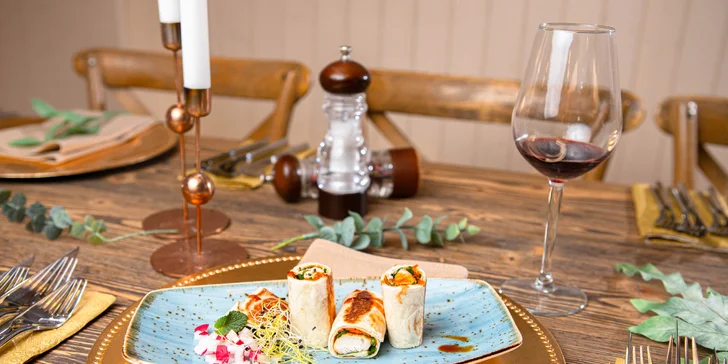 Vegetariánske alebo mäsové 3-chodové menu s degustáciou vín