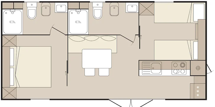 Nóbl kempovanie: klimatizovaný mobilhome na Brači, výhľad na more, v blízkosti kamienkovej pláže