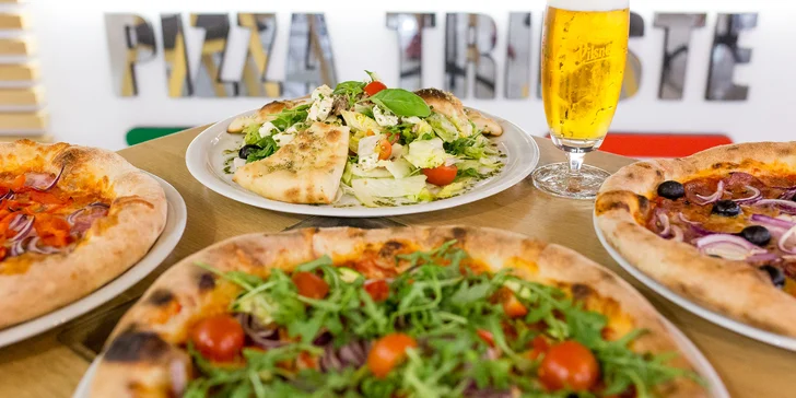 Talianska pizza podľa vlastného výberu alebo tuniakový šalát + pivo