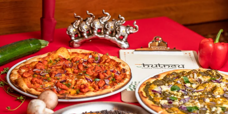 Kuracia či vegetariánska indická pizza v reštaurácii Chutney