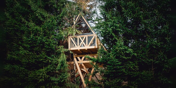 Pobyt pre 2 až 4 osoby v krásnom novom domčeku v korunách stromov aj so saunou v úžasnej prírode Martinských holí