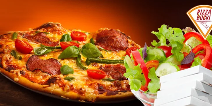 Pizza Bucki alebo šalát podľa vlastného výberu. Rozvoz v Petržalke zdarma.