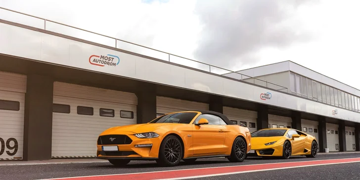 LAMBORGHINI, PORSCHE alebo FORD MUSTANG na veľkom pretekárskom okruhu v Brne alebo Moste: 1 až 5 kôl ako vodič či spolujazdec