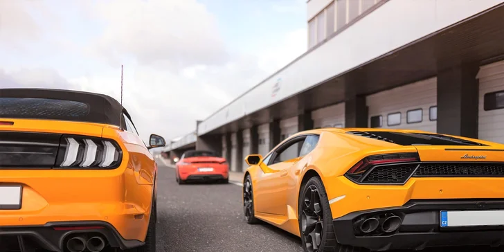 LAMBORGHINI, PORSCHE alebo FORD MUSTANG na veľkom pretekárskom okruhu v Brne alebo Moste: 1 až 5 kôl ako vodič či spolujazdec