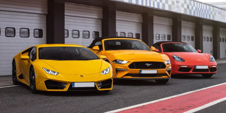 LAMBORGHINI, PORSCHE alebo FORD MUSTANG na veľkom pretekárskom okruhu v Brne alebo Moste: 1 až 5 kôl ako vodič či spolujazdec