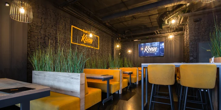 Poctivý slovenský burger s prílohou a nápojom v Konn Foodbar