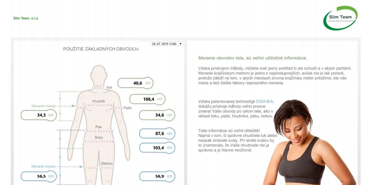 Vyšetrenie a analýza zloženia tela na prístroji Inbody 270