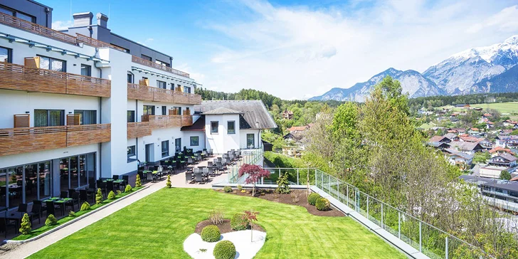 Nádherný a moderne vybavený hotel pri Innsbrucku: luxusná polpenzia, neobmedzený wellness aj možnosť procedúr