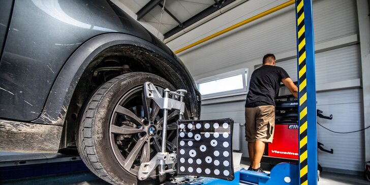 Geometria vozidla s kontrolou pneumatík a nastavením prednej nápravy