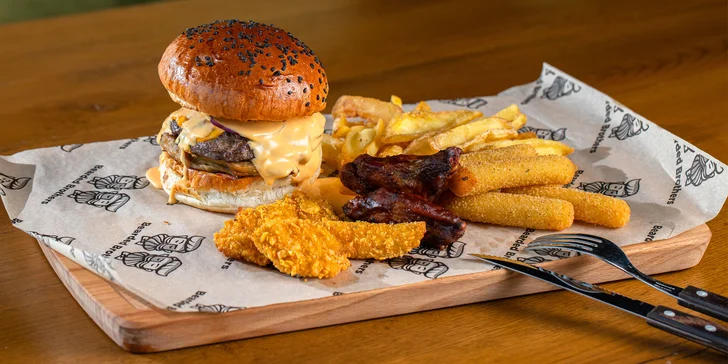Vymakané burgre aj s prílohami v Bearded Brothers: Cheese style alebo BB burger