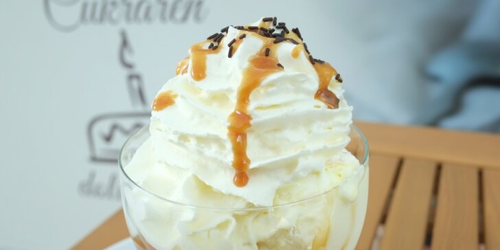 Zmrzlinový pohár, cheesecake či krémeš s lahodnou kávou v cukrárni Dolce Affare