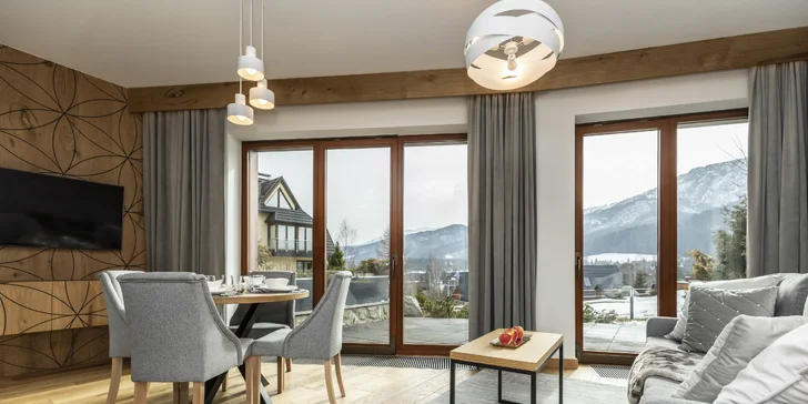 Luxusný pobyt neďaleko Zakopaného: moderné apartmány s výhľadom na Tatry, chutná strava, relax vo wellness, detský kútik či biliard