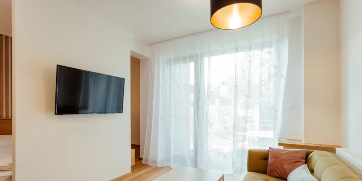 Pobyt v nových, luxusne zariadených apartmánoch v Nízkych Tatrách s každodenným vstupom do privátneho wellness