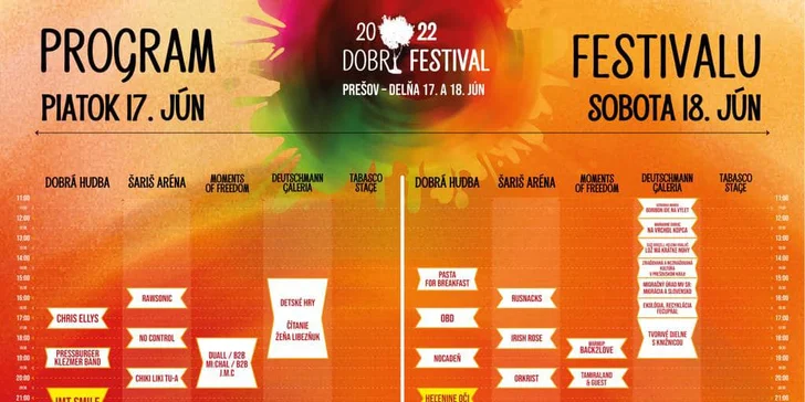 1-dňová alebo 2-dňová vstupenka na DOBRÝ FESTIVAL 2022