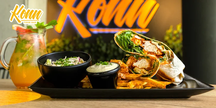 Chrumkavý kurací KONN wrap s prílohami aj limonádou