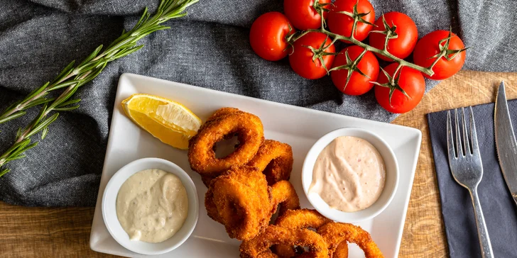 Morské dvojchodové menu s krevetami, kalamármi či lososom