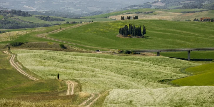 Toskánske Val d'Orcia: ubytovanie s polpenziou a zľavou na požičanie elektrobicyklov