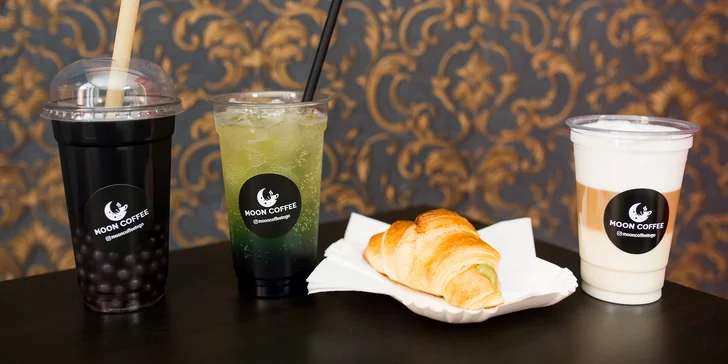 Sladký plnený BIO croissant, energetický nápoj či Bubble Tea
