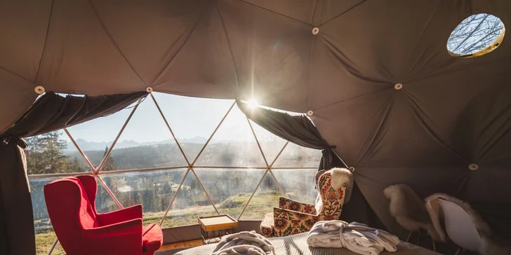 Luxusné netradičné ubytovanie v kupole Tatra Glamp s panoramatickým výhľadom
