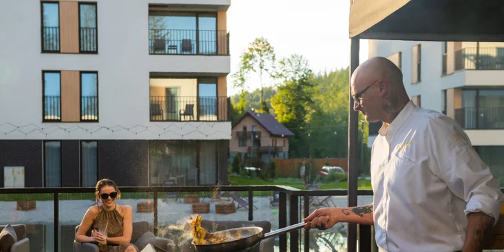 Moderný rezort v poľských Beskydách: apartmán s kuchyňou a neobmedzený wellness