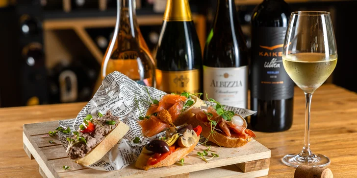 Degustácia štyroch svetových vín v Portofino s kanapkami