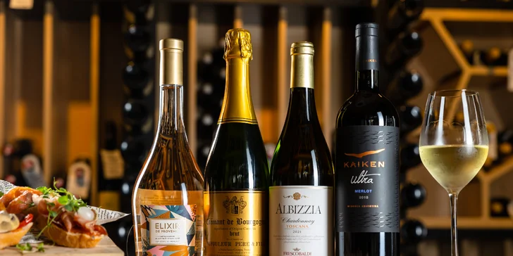Degustácia štyroch svetových vín v Portofino s kanapkami