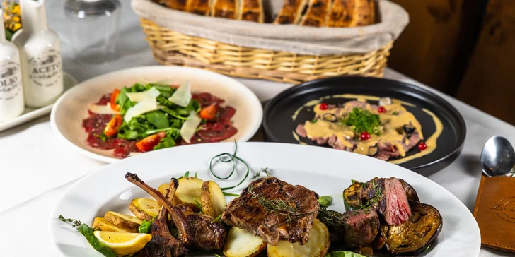3-chodové degustačné menu s mäsom alebo morskými plodmi