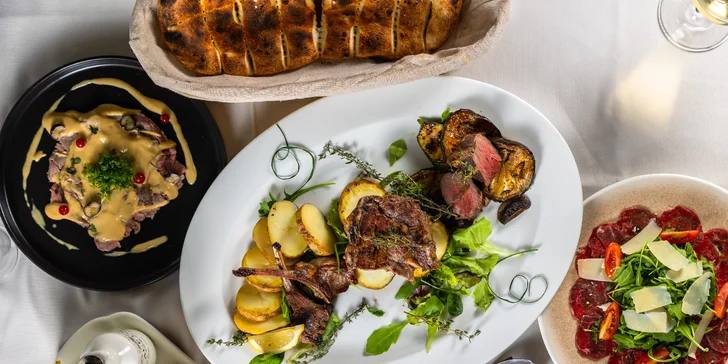 3-chodové degustačné menu s mäsom alebo morskými plodmi