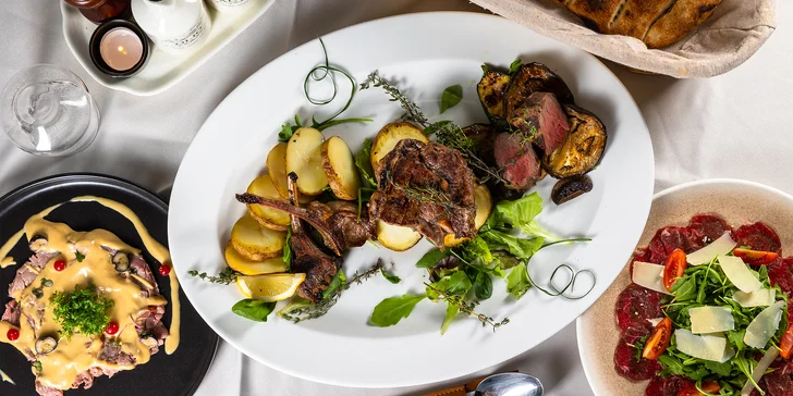 3-chodové degustačné menu s mäsom alebo morskými plodmi