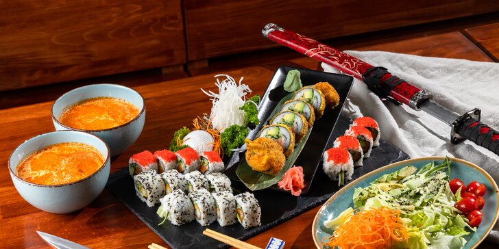 Exotické degustačné menu so sushi a polievkou Tom kha gai pre dvoch