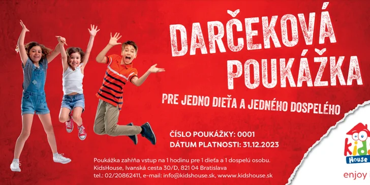 Nespútaná zábava pre deti i dospelých: permanentka či darčeková poukážka na vstup do JUMP ARENA, KidsHouse alebo LASER ZONE