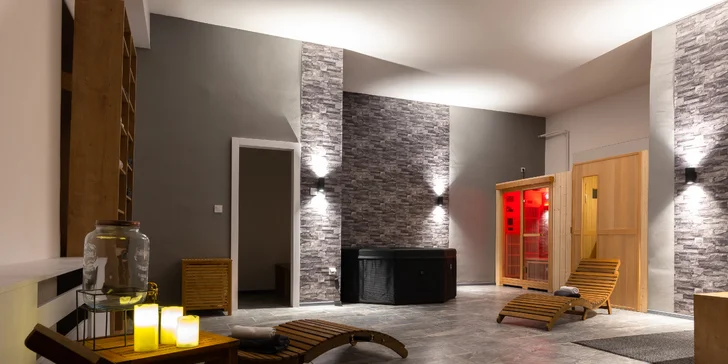 Dve hodinky nerušeného oddychu v novučičkom wellness: vírivka, infrasauna, fínska sauna aj sprchy