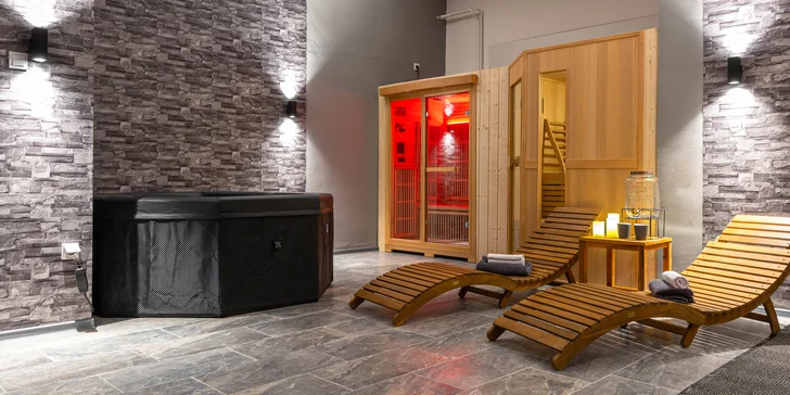 Dve hodinky nerušeného oddychu v novučičkom wellness: vírivka, infrasauna, fínska sauna aj sprchy